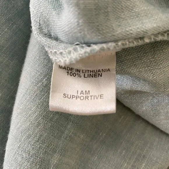 FLAX Linen Crop Pants Size S Robin's Egg Blue Pastel 25" Sustainable Lagenlook - Picture 7 of 11